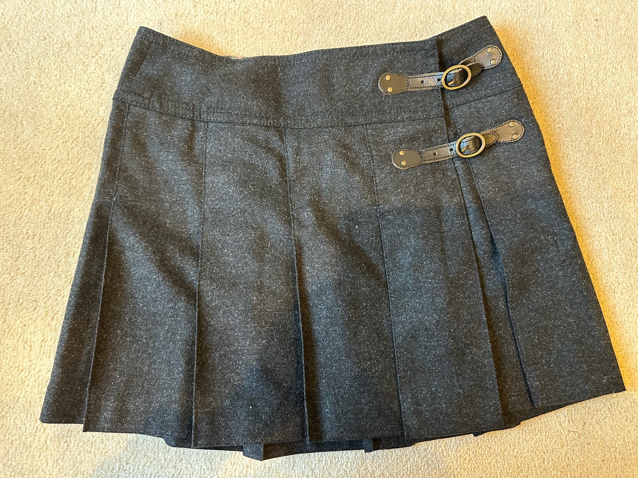 Burberry Blue Label Black Buckle Pleated Skirt