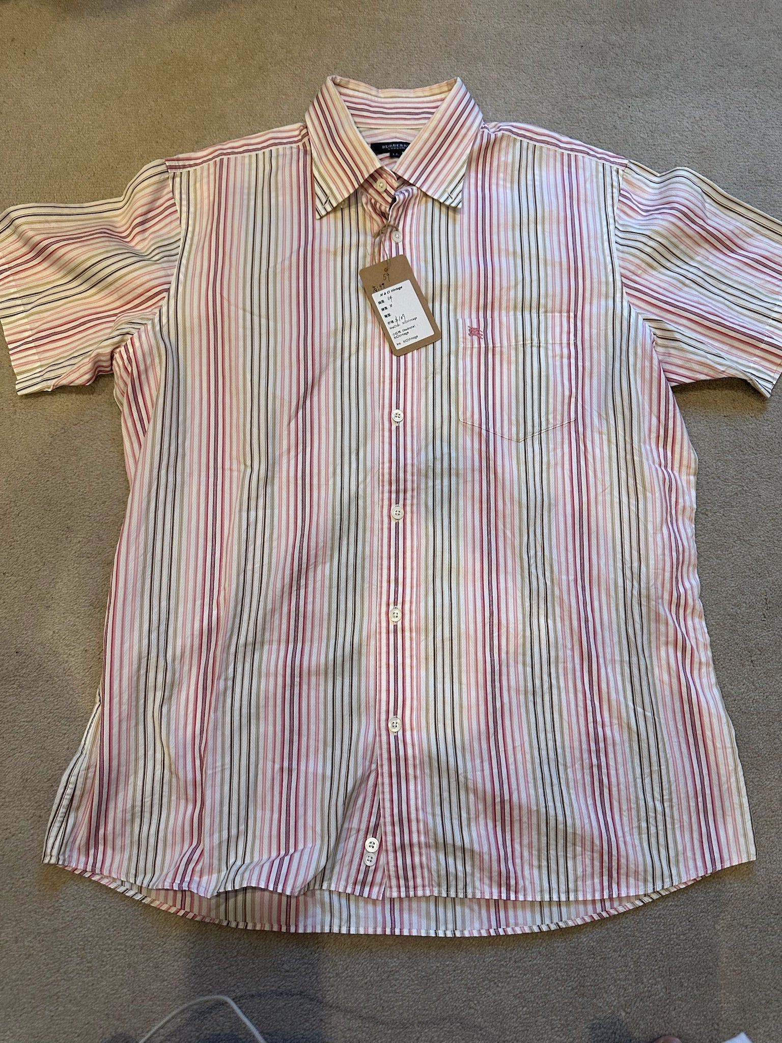 Burberry London Pink Striped Short-Sleeve Shirt