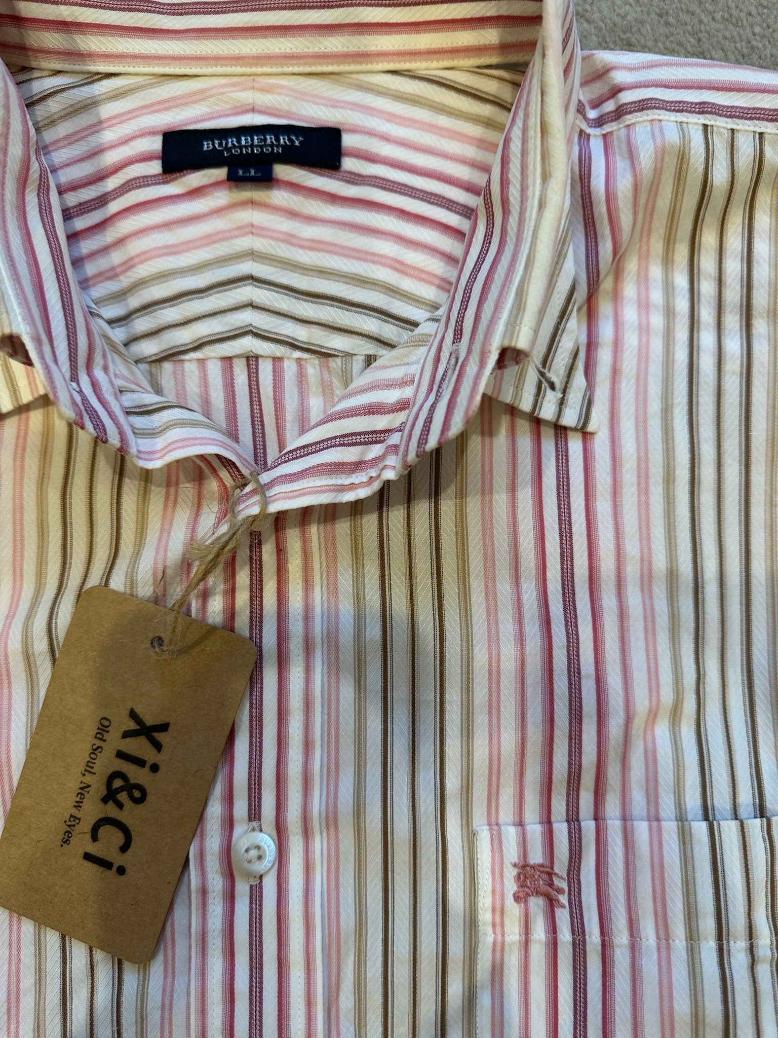Burberry London Pink Striped Short-Sleeve Shirt