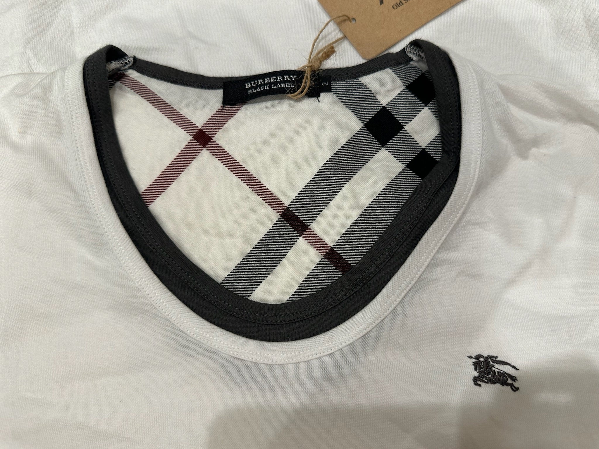 Burberry Black Label White Long Sleeve Logo Tee