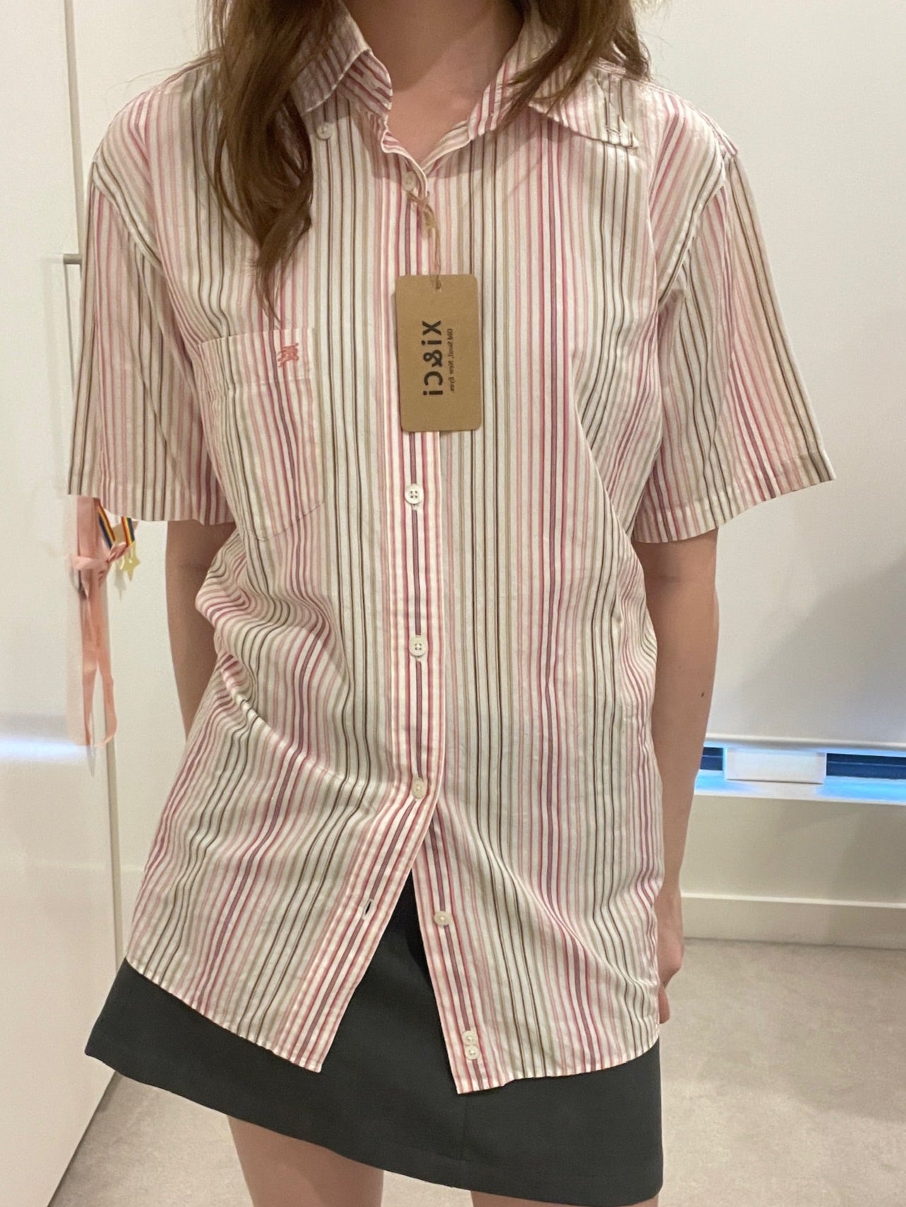 Burberry London Pink Striped Short-Sleeve Shirt