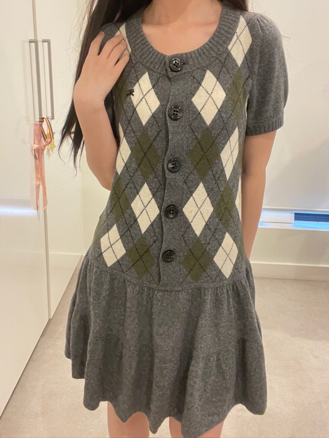 Burberry Blue Label Argyle Knit Dress