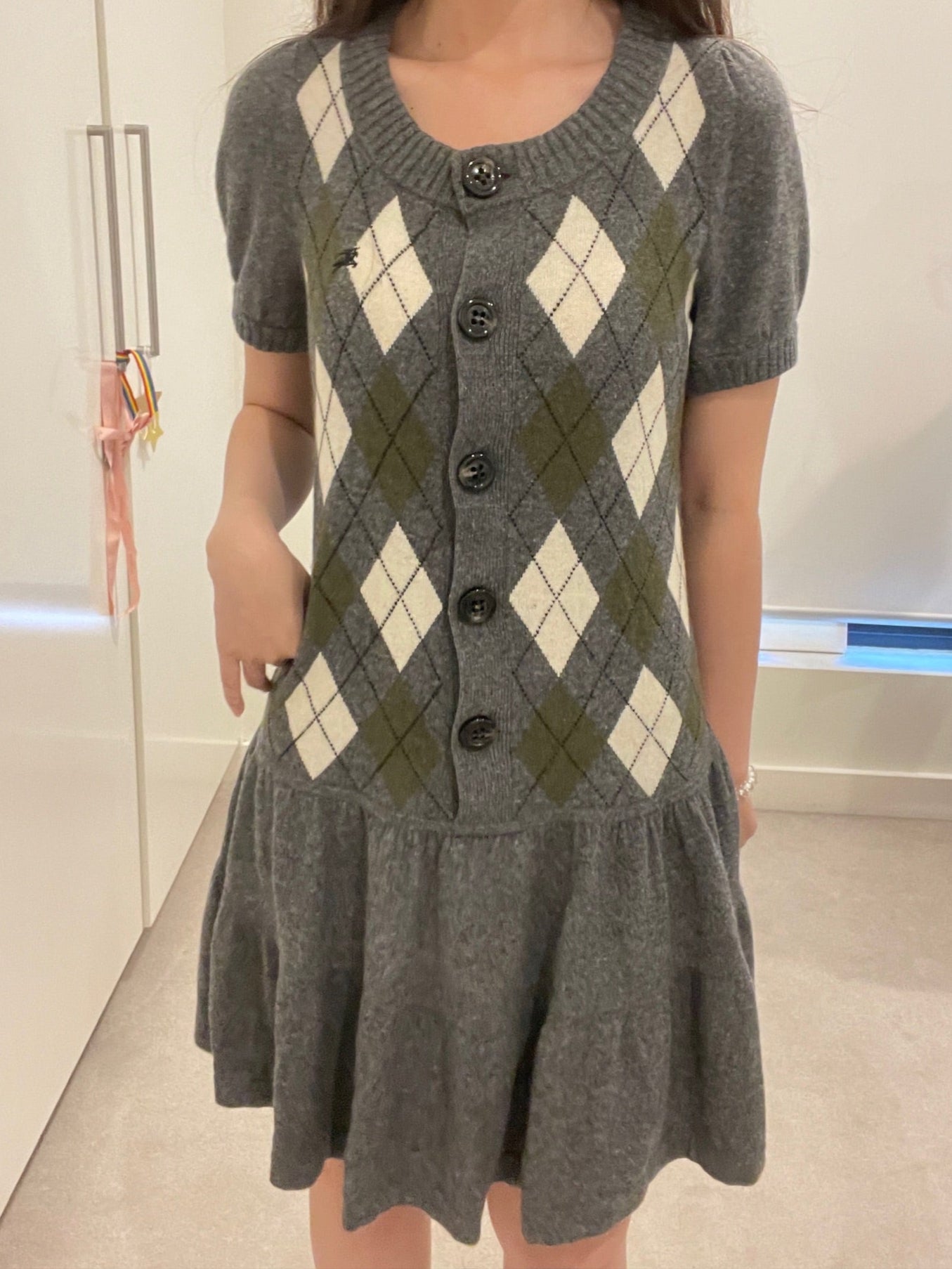 Burberry Blue Label Argyle Knit Dress
