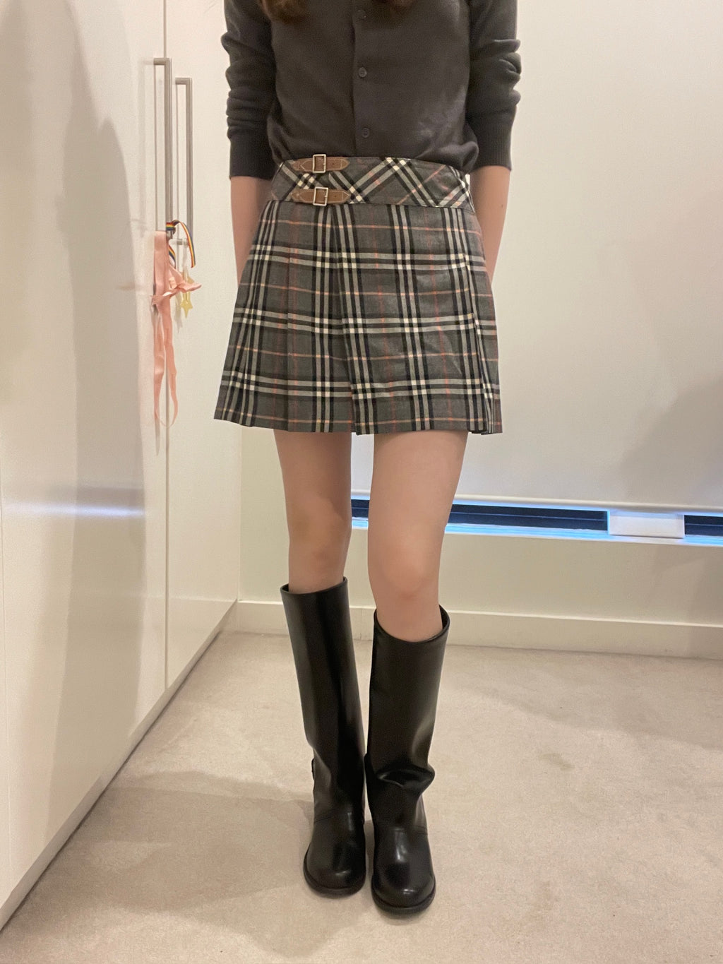 Burerry Blue Label Check Buckle Skirt
