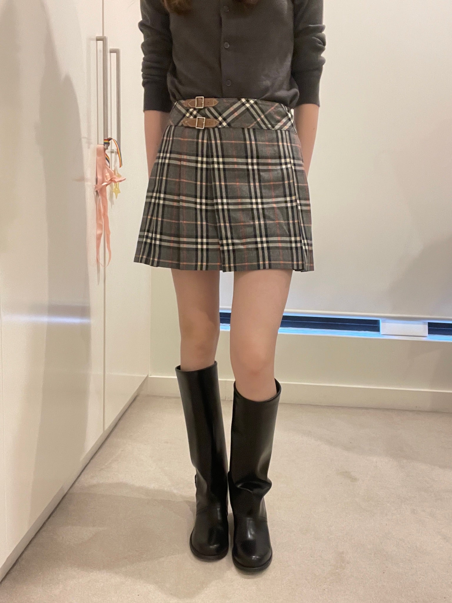 Burerry Blue Label Check Buckle Skirt