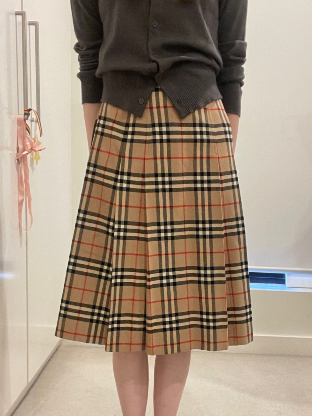 Burberry Check Pleated Skirt