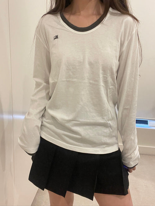 Burberry Black Label White Long Sleeve Logo Tee