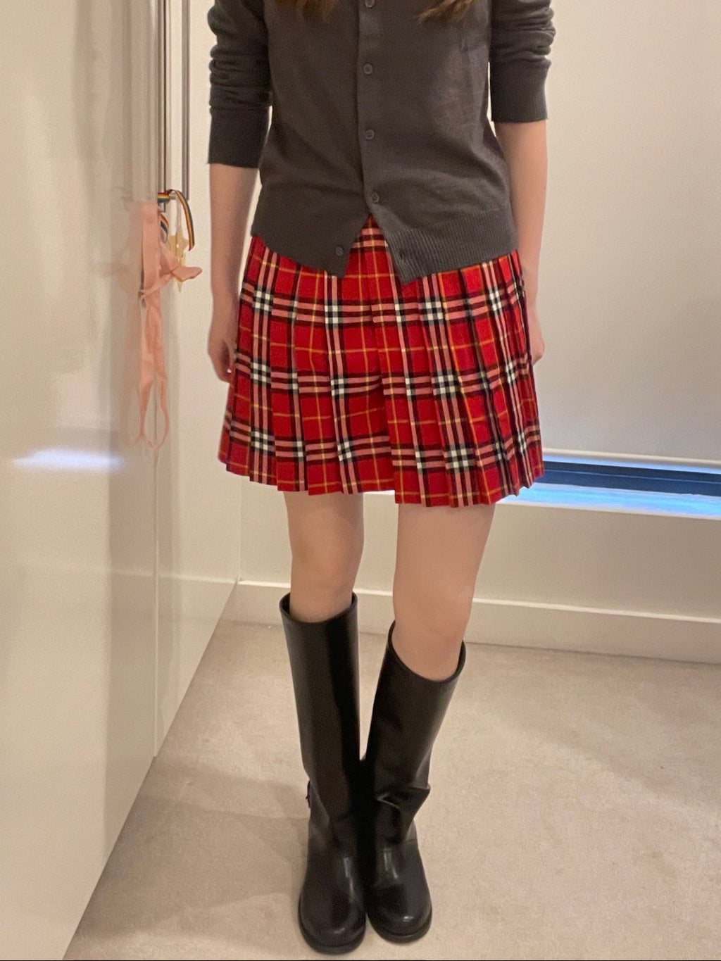 Burberry Blue Label Red Tartan Mini Skirt